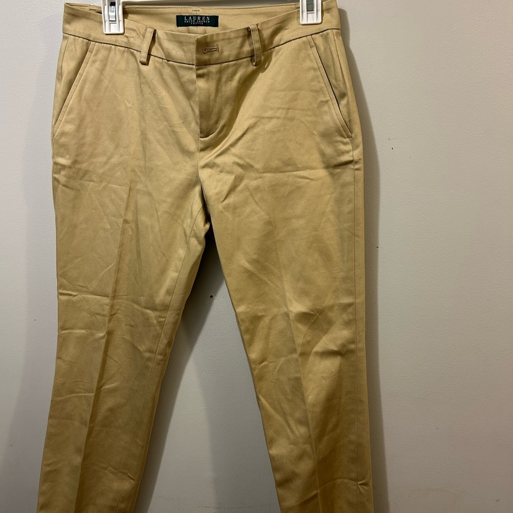 Lauren Ralph Lauren Petite Womens Size 4 Khaki Cotton Pants